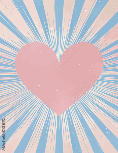 Corazón rosa pastel y azul en estilo vector simple