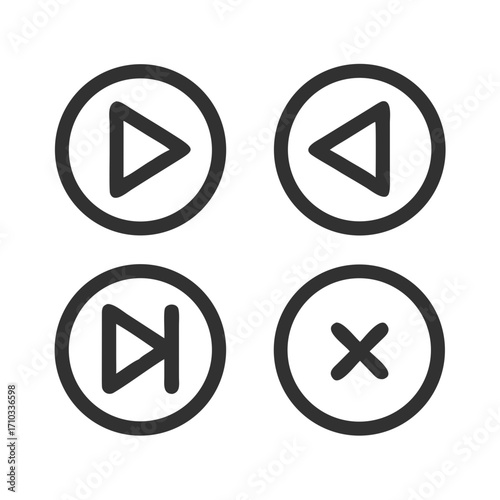 Free Download  Media Player Icon Pack – Play, Pause, Stop, Rewind, Fast Forward – Flat Vector Icons - GFXLoad