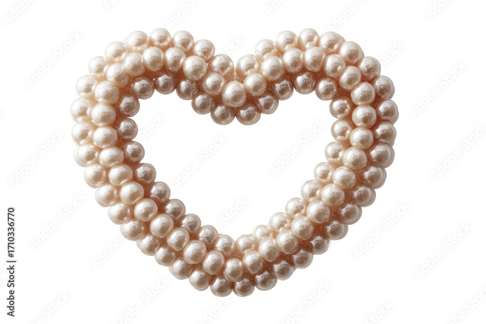 Obraz premium Heart-shaped pearl necklace on black background, cut out