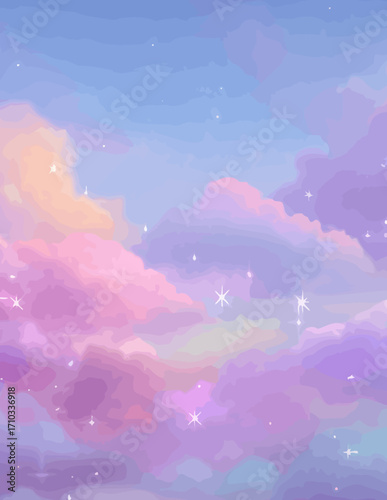 Fondo de cielo pastel de estilo vectorial simple y soñador