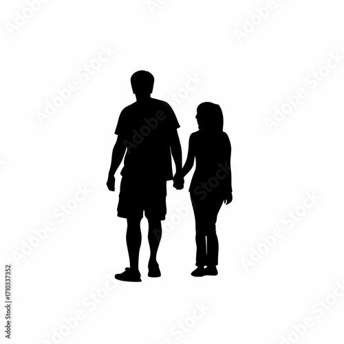 Silhouette of parents learning about antibiotic resistance for children isolated on white background