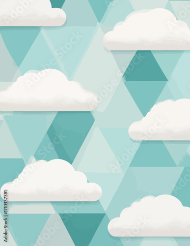 Fondo abstracto con nubes y diseño geométrico