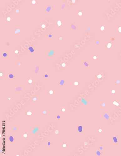 Fondo rosa suave con dispersión de confeti vectorial