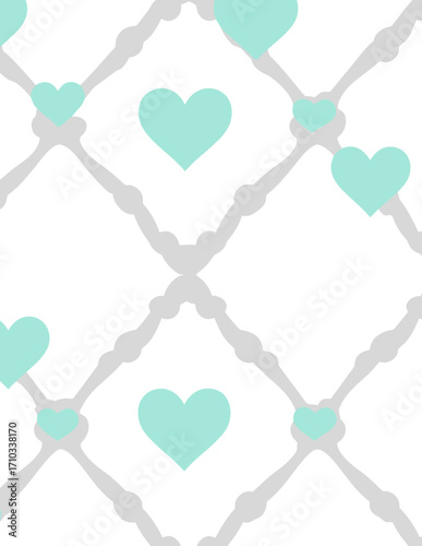 Patrón vectorial delicado con corazones y líneas entrelazadas