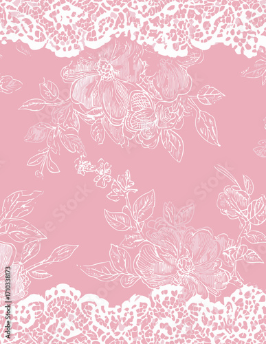 Fondo vectorial rosa suave con diseño floral delicado