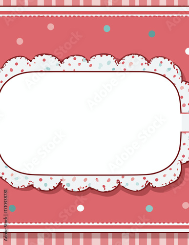 Marco vectorial rosa y blanco con diseño de puntos