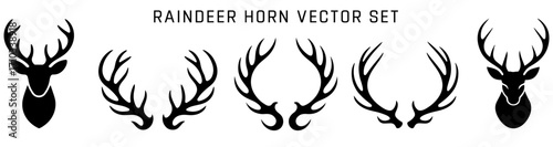 Deer Horns Vector Set – Antler Silhouette Collection for Design and Art
