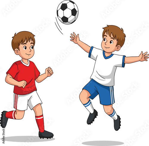 Children playing soccer, active kids, youth football match, teamwork, sports action, outdoor fun, competitive game, summer activity, athletic movement, energy