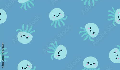 Cutest jellyfish pattern background vector design