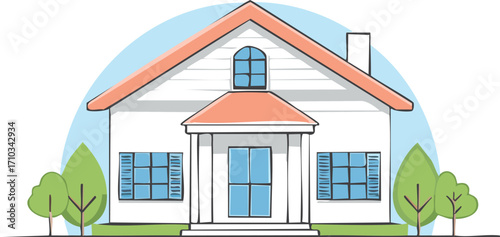 house, home, architecture, building, roof, window, estate, exterior, residential, door, construction, new, cottage, real, vector, facade, sale, 3d, property, illustration, old, housing, front, windows