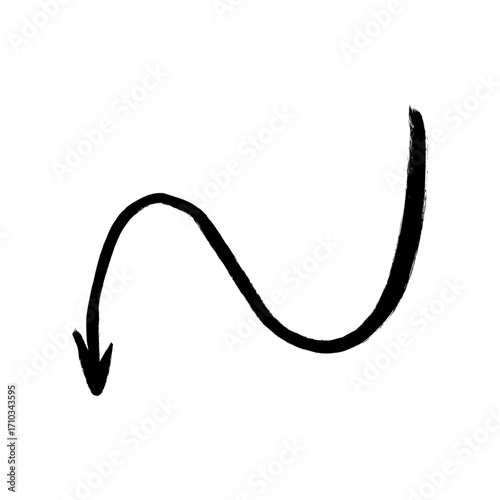 Hand Drawn Black Arrow Symbol Showing Direction or Trend
