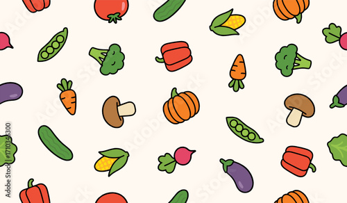 Mixed vegetables pattern background vector design