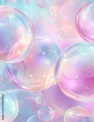 Fondo abstracto con burbujas iridiscentes pastel