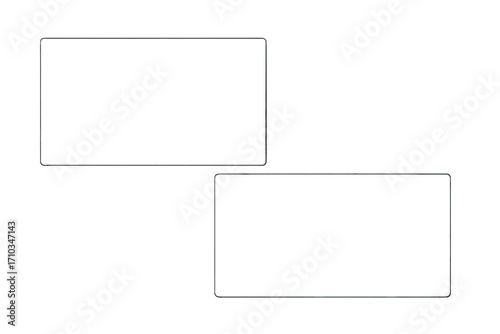 Minimal business card mockup. Vector template for branding identity. Blank empty visiting card layout for presentation. Corporate design set with two cards and shadow overlay.