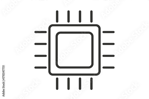 Simple linear icon of computer chip with editable stroke, minimalistic vector pictogram for app design, UI elements, tech banners, digital posts, and graphics