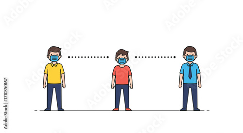 Maintaining physical distance between individuals to prevent virus transmission.
