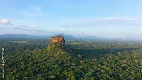 Aerial view of Sigiriya, the ancient rock fortress in Sri Lanka.