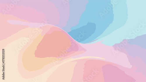 Abstract Swirling Paint Strokes in Pastel Pink Blue and Yellow Hues painting swirls