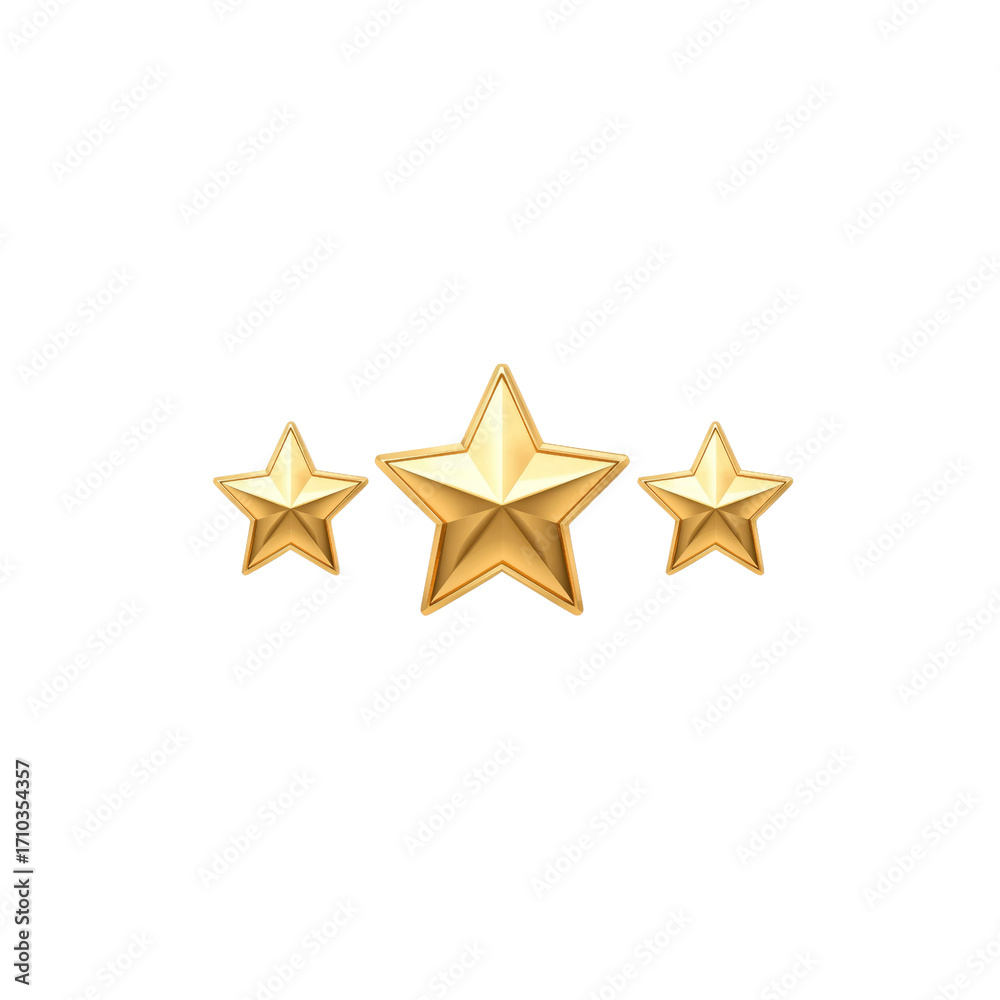 Fototapeta premium Three Gold Stars 3D Render of a Five-Star Rating System