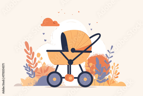 baby stroller transport illustration isolated