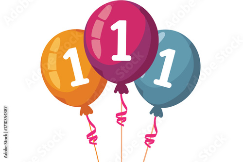 ballons with number 1 font isolated