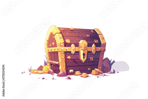 mediaeval treasure chest box isolated