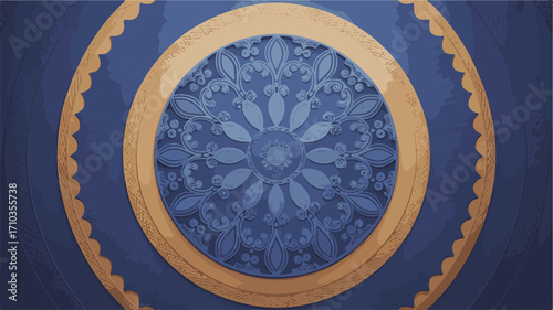 round frame on a blue background