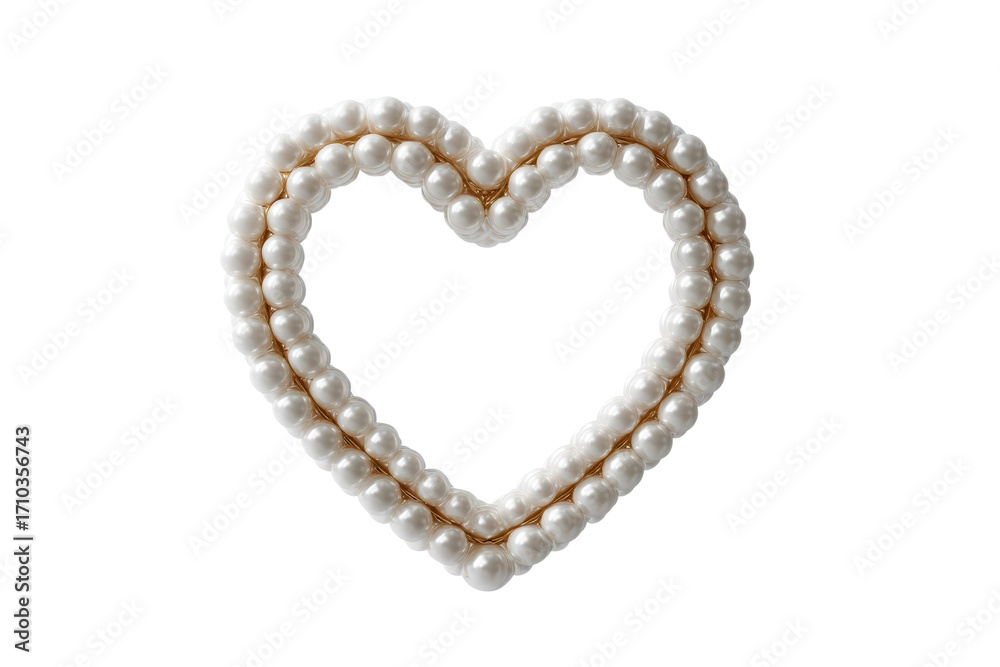 Obraz premium Elegant heart-shaped pearl necklace on black background, cut out