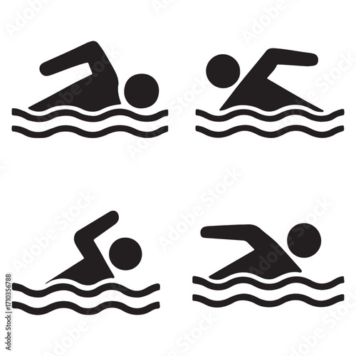 Swimming athlete vector illustration in pool doing freestyle stroke