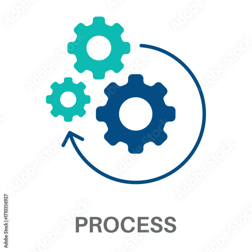 Process Silhouette Glyphs Color Blue With Green Concept Simple Style Design Vector