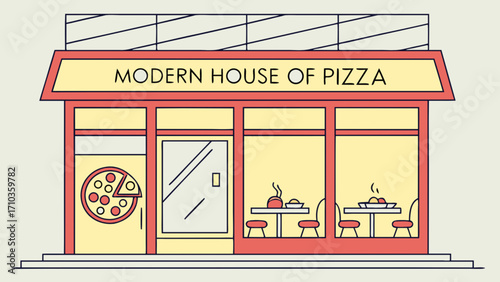 Modern house of pizza building vector illustration