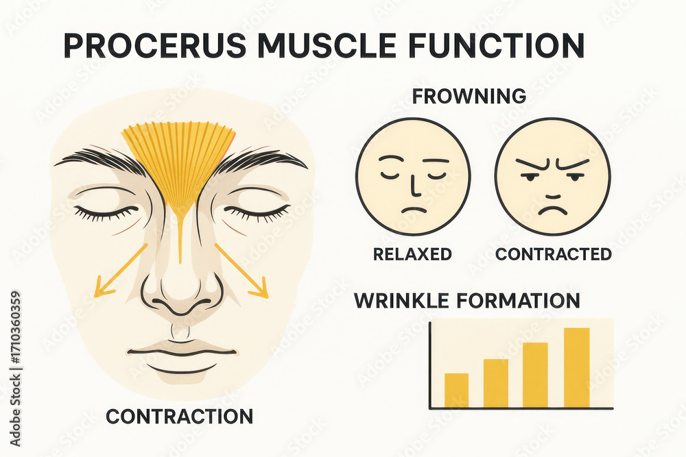 Fototapeta premium Procerus Muscle Function Illustration