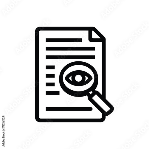"Document Inspection with Magnifying Glass and Eye Icon"