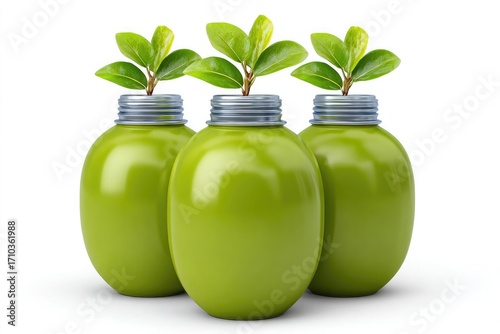 Wallpaper Mural Three Green Bottles with Sprouting Plants leaf Torontodigital.ca