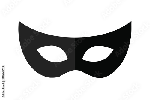 Different Mask silhouette isolated on transparent background Masquerade vector for apps or web party superhero carnival villain or burglar icon in flat. 
costume eye mask hidden person face.