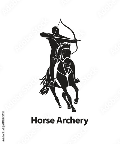 Horse archery logo icon design illustration