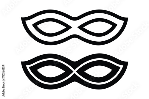 Different Mask silhouette isolated on transparent background Masquerade vector for apps or web party superhero carnival villain or burglar icon in flat. 
costume eye mask hidden person face.
