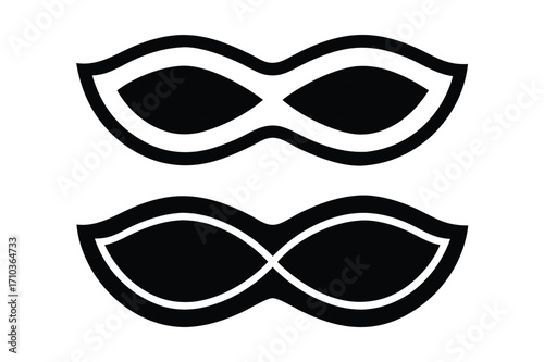 Different Mask silhouette isolated on transparent background Masquerade vector for apps or web party superhero carnival villain or burglar icon in flat. 
costume eye mask hidden person face.