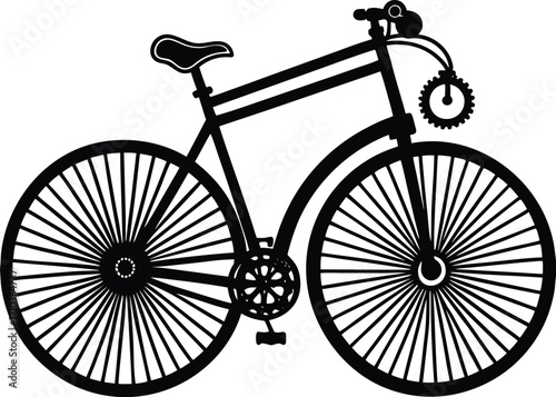 Vintage black silhouette of an old bicycle on a white background, perfect for a sport or transport vector illustration