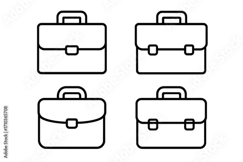 Briefcase line icon set. Business bag portfolio symbol collection. Simple outline vector for corporate work, job, and career concepts. Finance case document holder pictogram.
