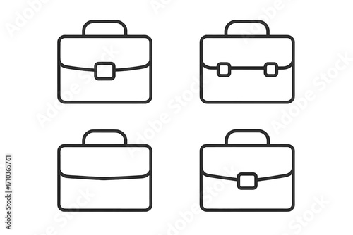 Briefcase line icon set for business and finance. Vector portfolio, suitcase, and bag symbols. Editable stroke for web design, apps, and presentation graphics. Office concept.