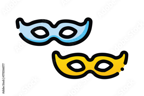 Different Mask silhouette isolated on transparent background Masquerade vector for apps or web party superhero carnival villain or burglar icon in flat. 
costume eye mask hidden person face.