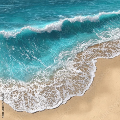 Wallpaper Mural Turquoise Ocean Wave Crashing on Sandy Beach Aerial View Torontodigital.ca