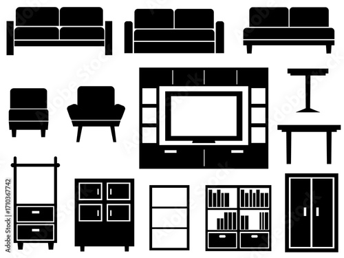 ソファ 棚 テーブル 家具 インテリア シルエット 素材