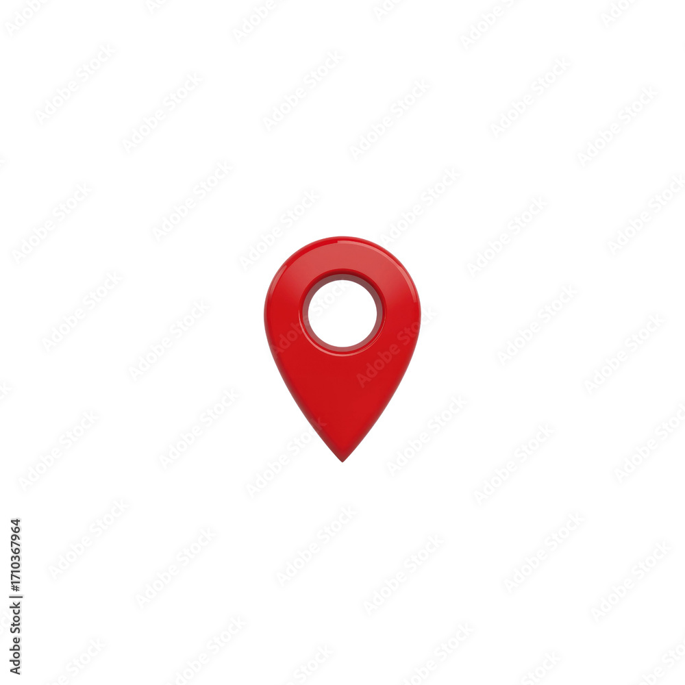Fototapeta premium 3D Red Location Pin Icon on Transparent Background