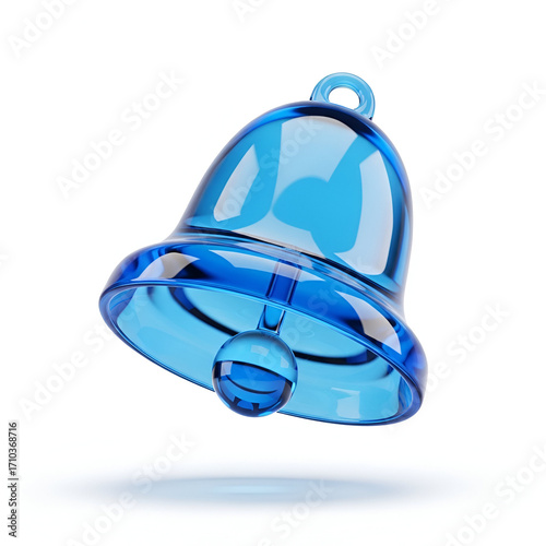 A blue glass bell with a clapper, isolated on a white background