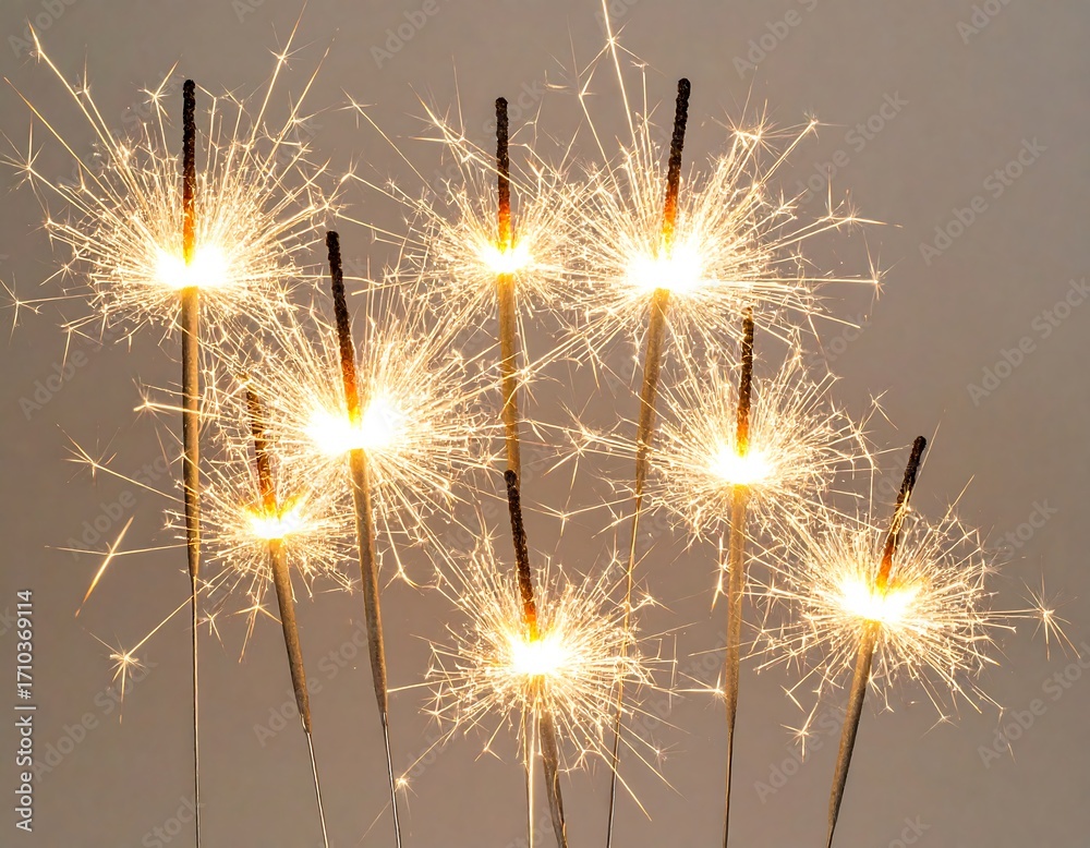 Obraz premium Sparkling sparklers against a neutral backdrop