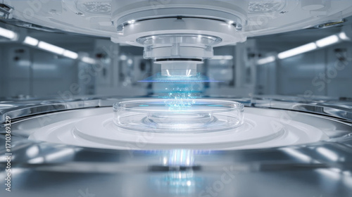 Fototapeta Naklejka Na Ścianę i Meble -  Futuristic Space Station with a Central Platform and Corridors