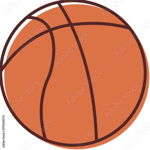 Simple Flat Basketball Illustration