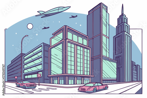 vector illustration of modern city